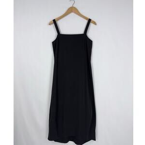Johnny Was Vintage Sleeveless Cotton Poplin Midi Dress Women's Medium Black